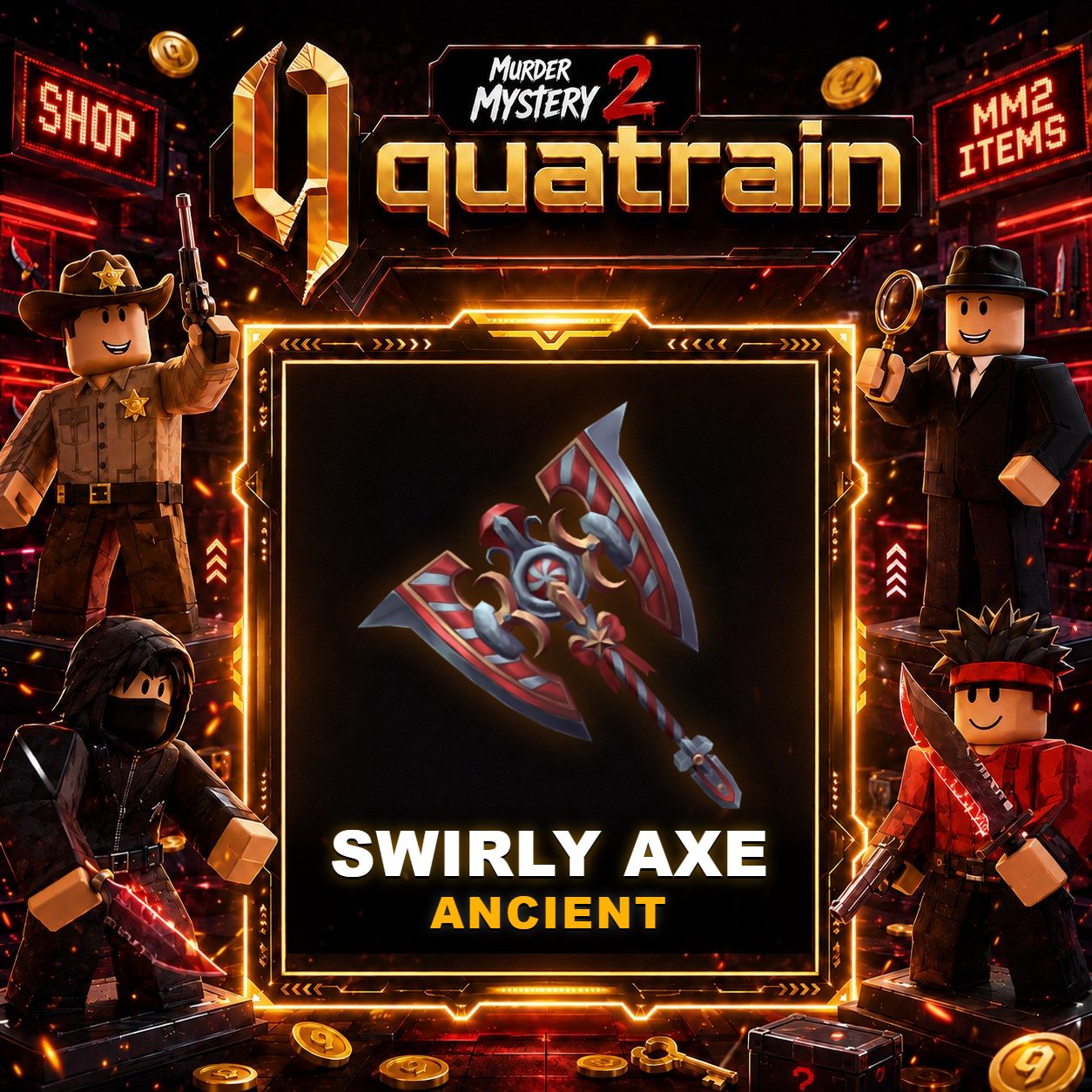 🔪🩸 Swirly Axe 🩸🔪 Ancient | Murder Mystery 2 👥