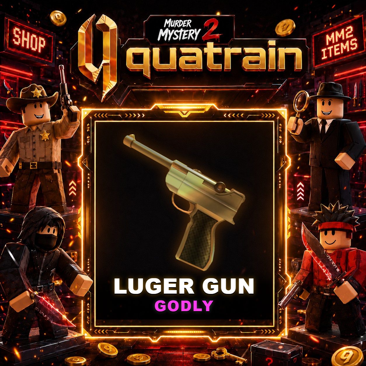 🔪🩸Luger Gun 🩸🔪 Godly | Murder Mystery 2 👥