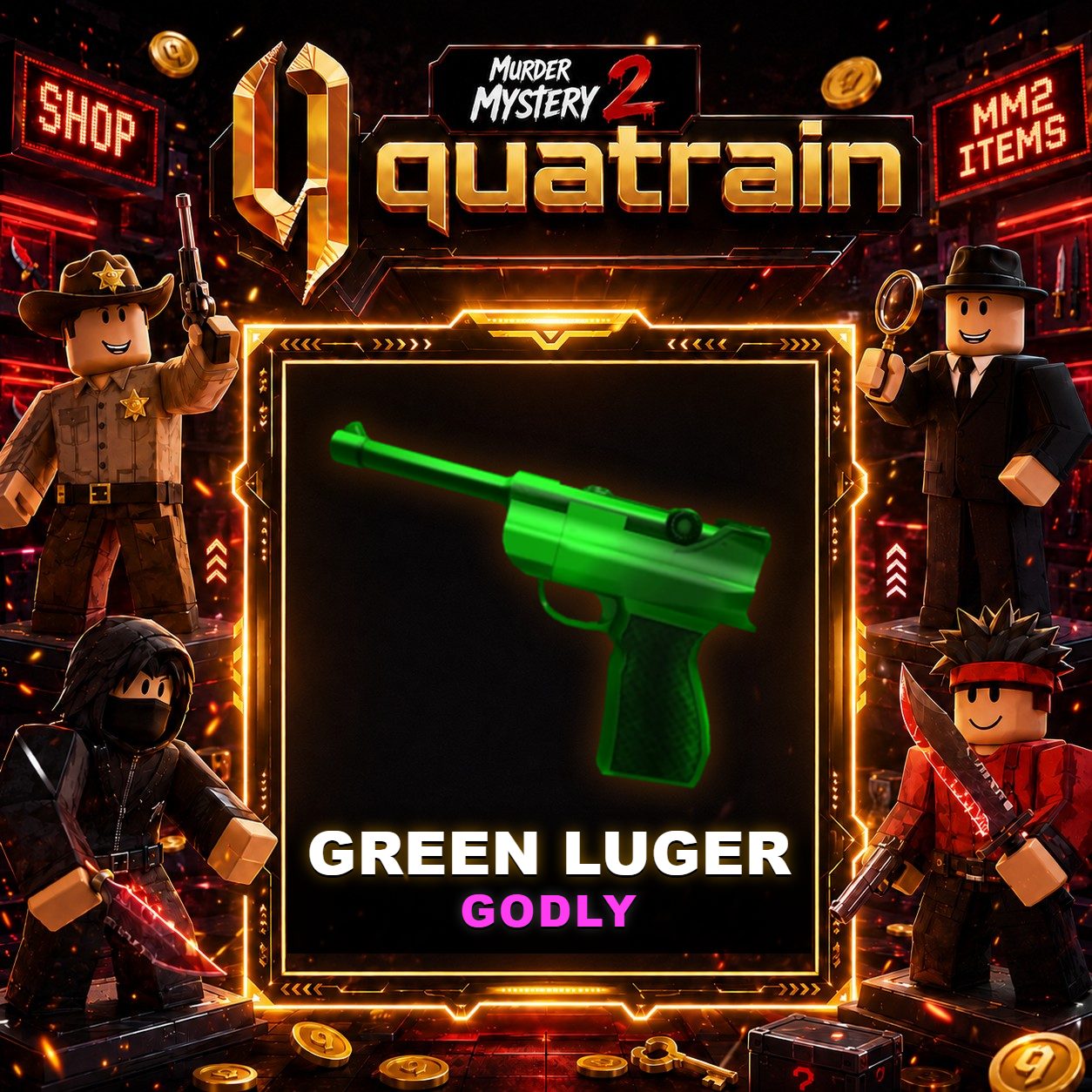 🔪🩸 Green Luger 🩸🔪 Godly | Murder Mystery 2 👥
