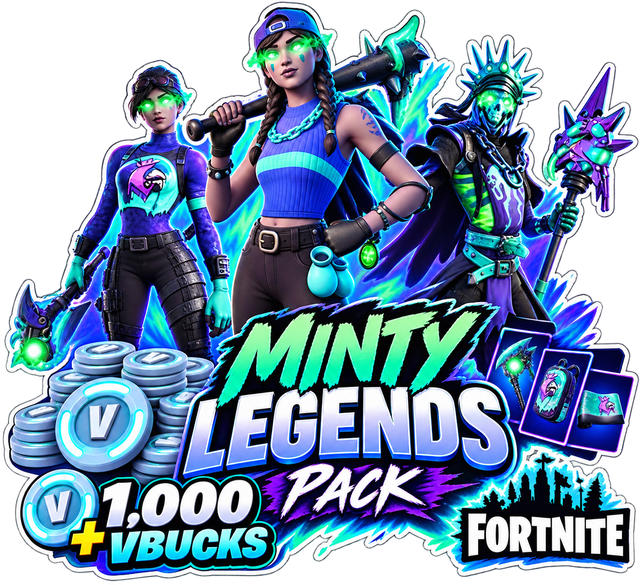 ⭐Fortnite Minty Legends Pack + 1000 V-Bucks ⭐