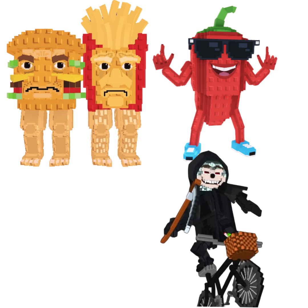 [BUNDLE] - 🍠 1x Burguro And Fryuro 🍠 1x Chillin Chil 🍠 1x Mieteteira Bicicleteira