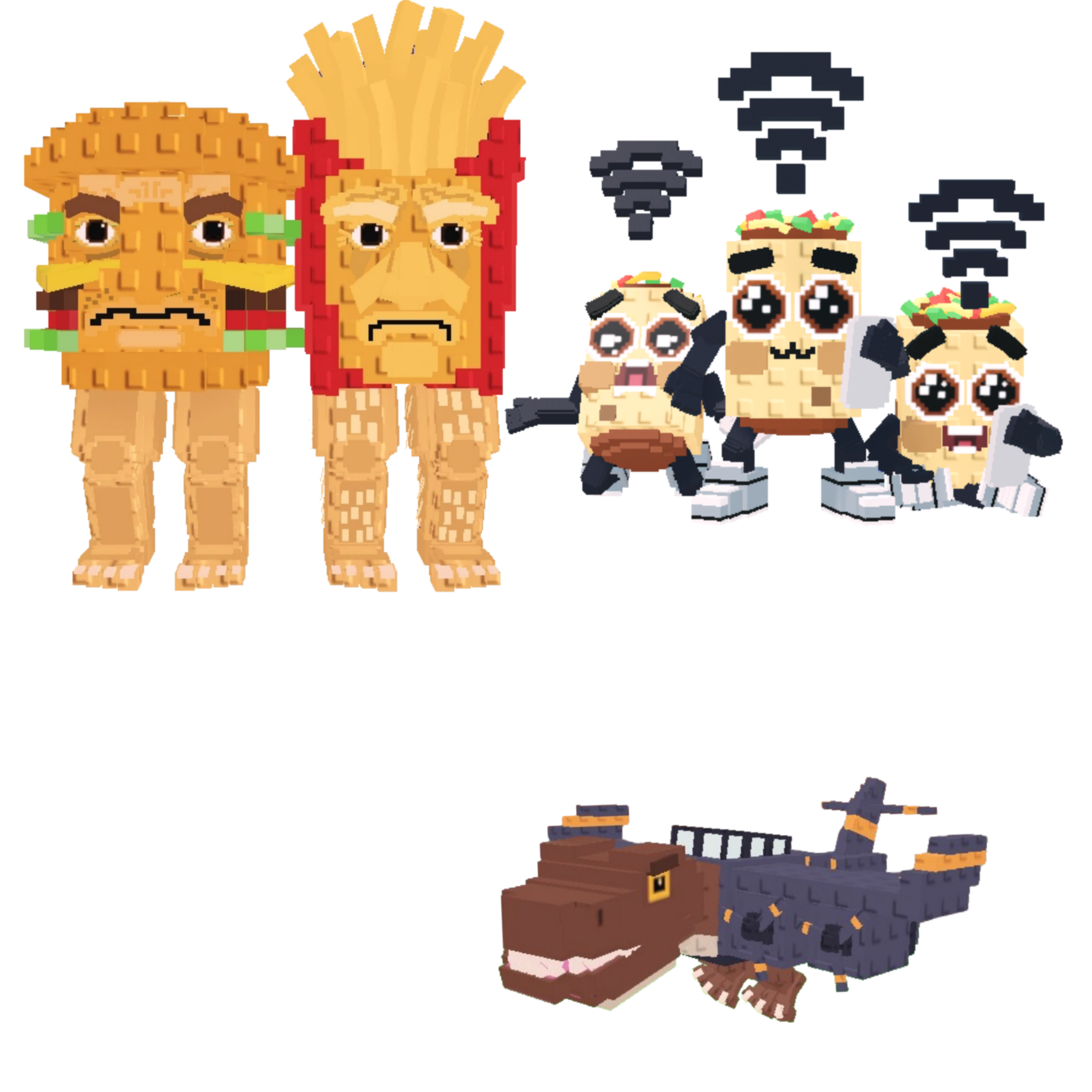 [BUNDLE] - 🍯 1x Burguro And Fryuro 🍯 1x Nuclearo Dinossauro 🍯 1x Los Nooo My Hotspotsitos