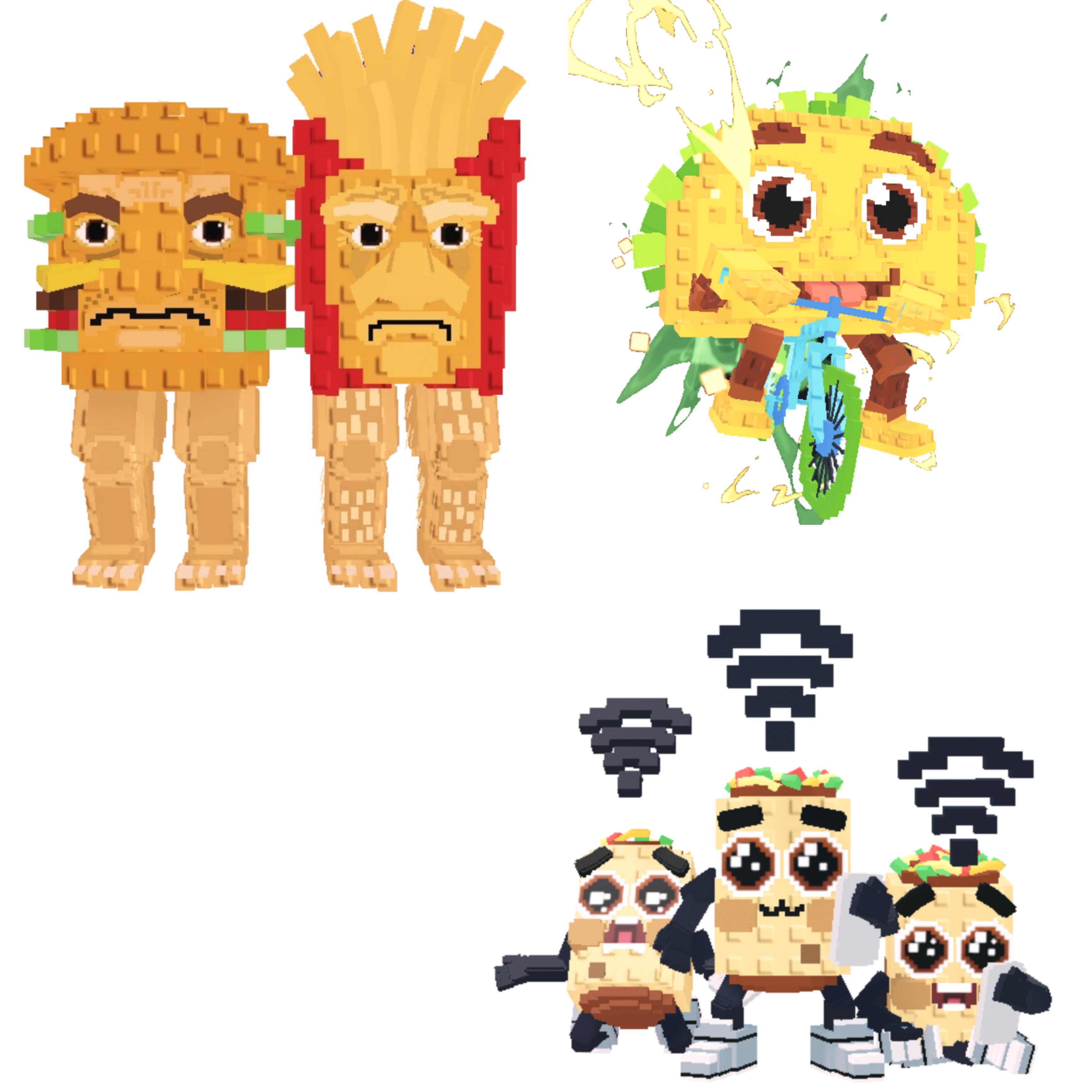 [BUNDLE] - 🐛 1x Burguro And Fryuro 🐛 1x Tacorita Bicicleta 🐛 1x Los Nooo My Hotspotsitos