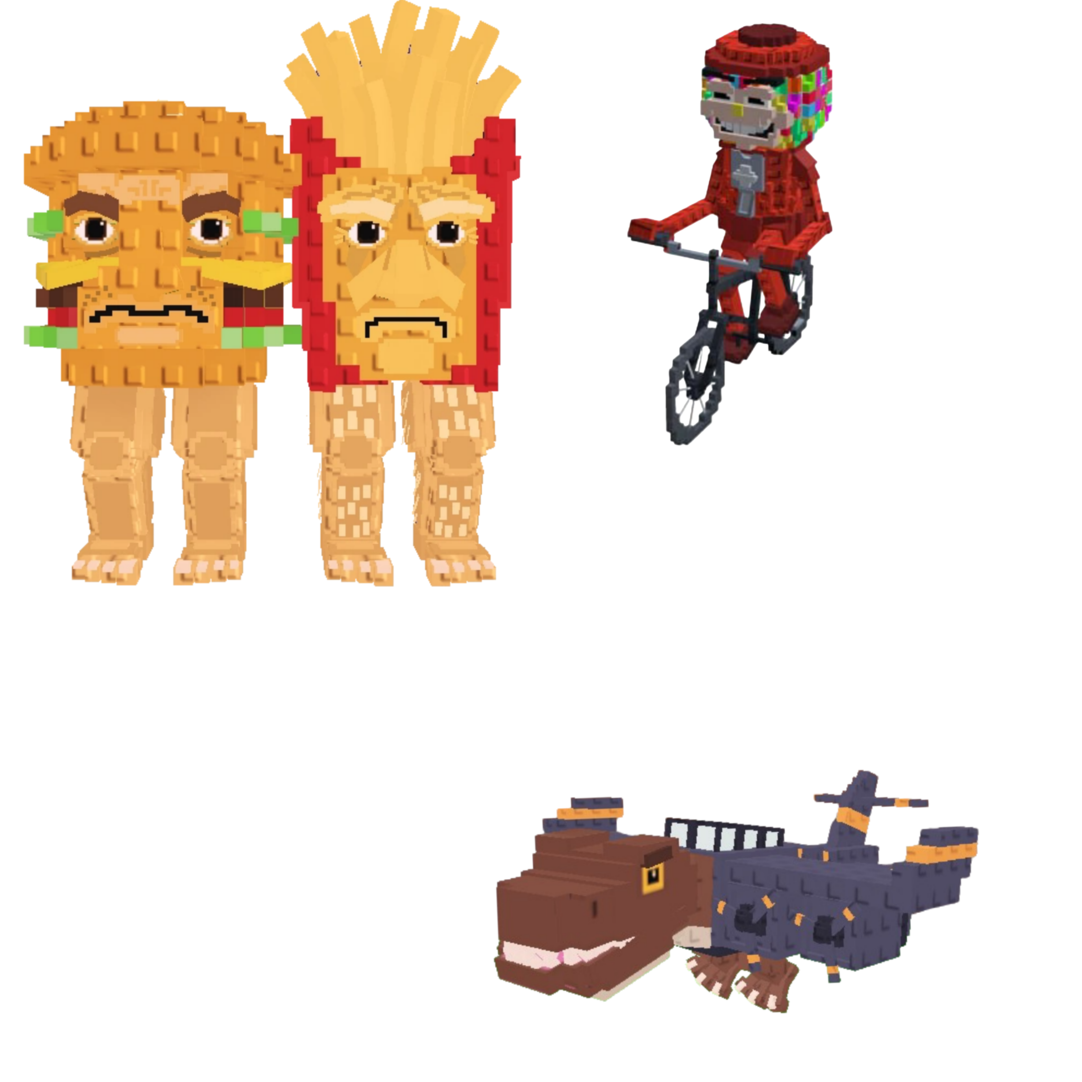 [BUNDLE] - 🐞 1x Burguro And Fryuro 🐞1x Nuclearo Dinossauro 🐞 1x Chicleteira Bicicleteira