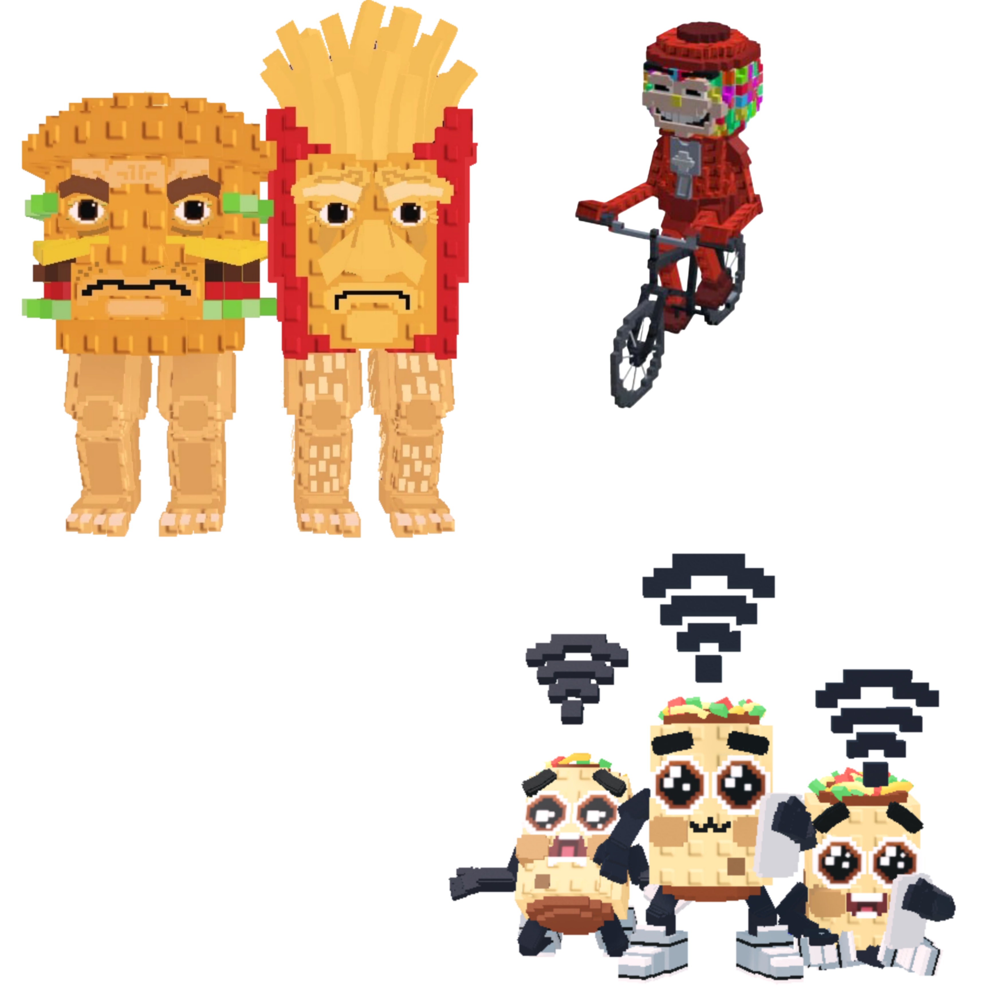 [BUNDLE] - 🦗 1x Burguro And Fryuro 🦗 1x Chicleteira Bicicleteira 🦗 1x Los Nooo My Hotspotsitos