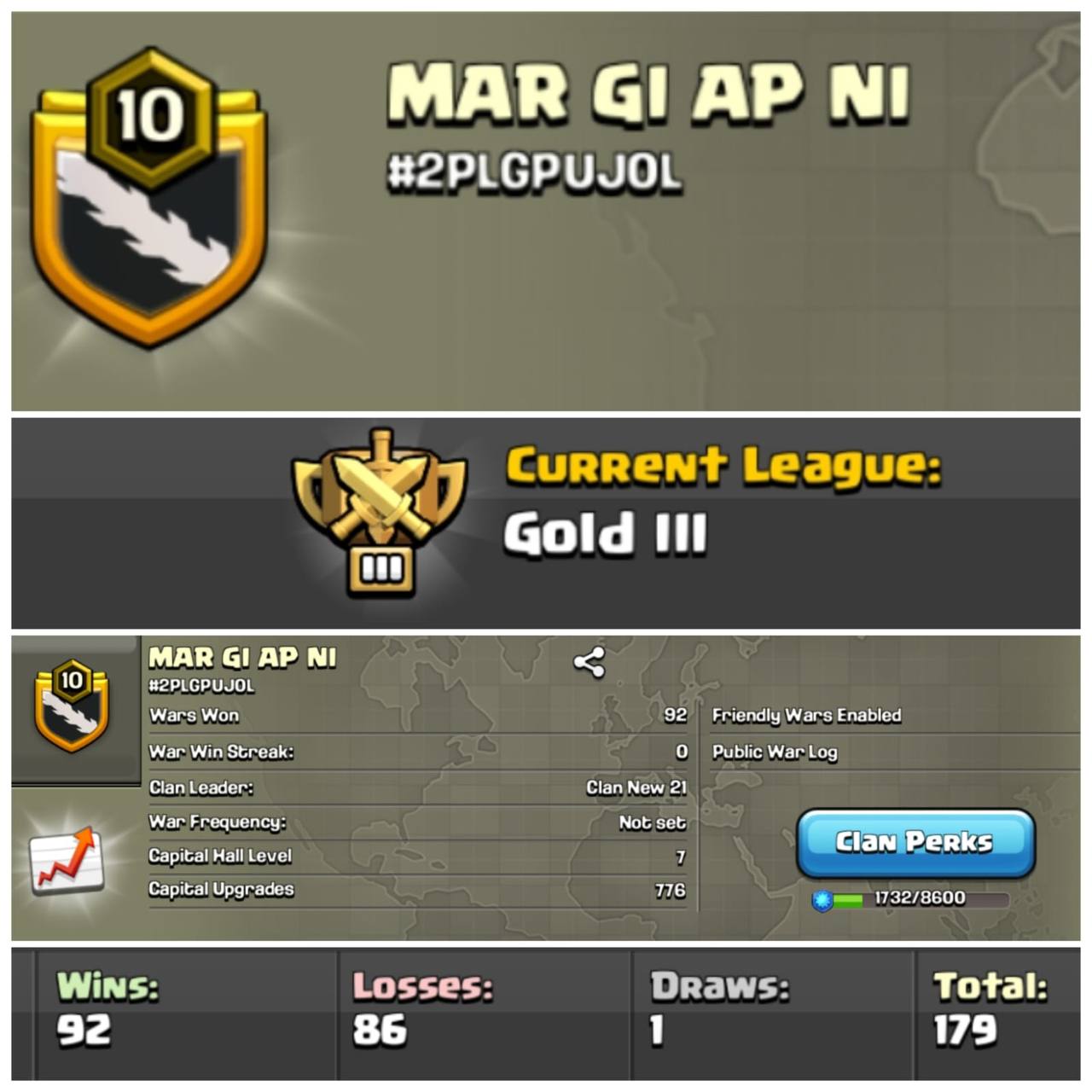 💥Cheapest💥Level 10💥Gold League 3💥Descent War log 💥Capital Hall 7💥Value For Money💥Fast Delivery