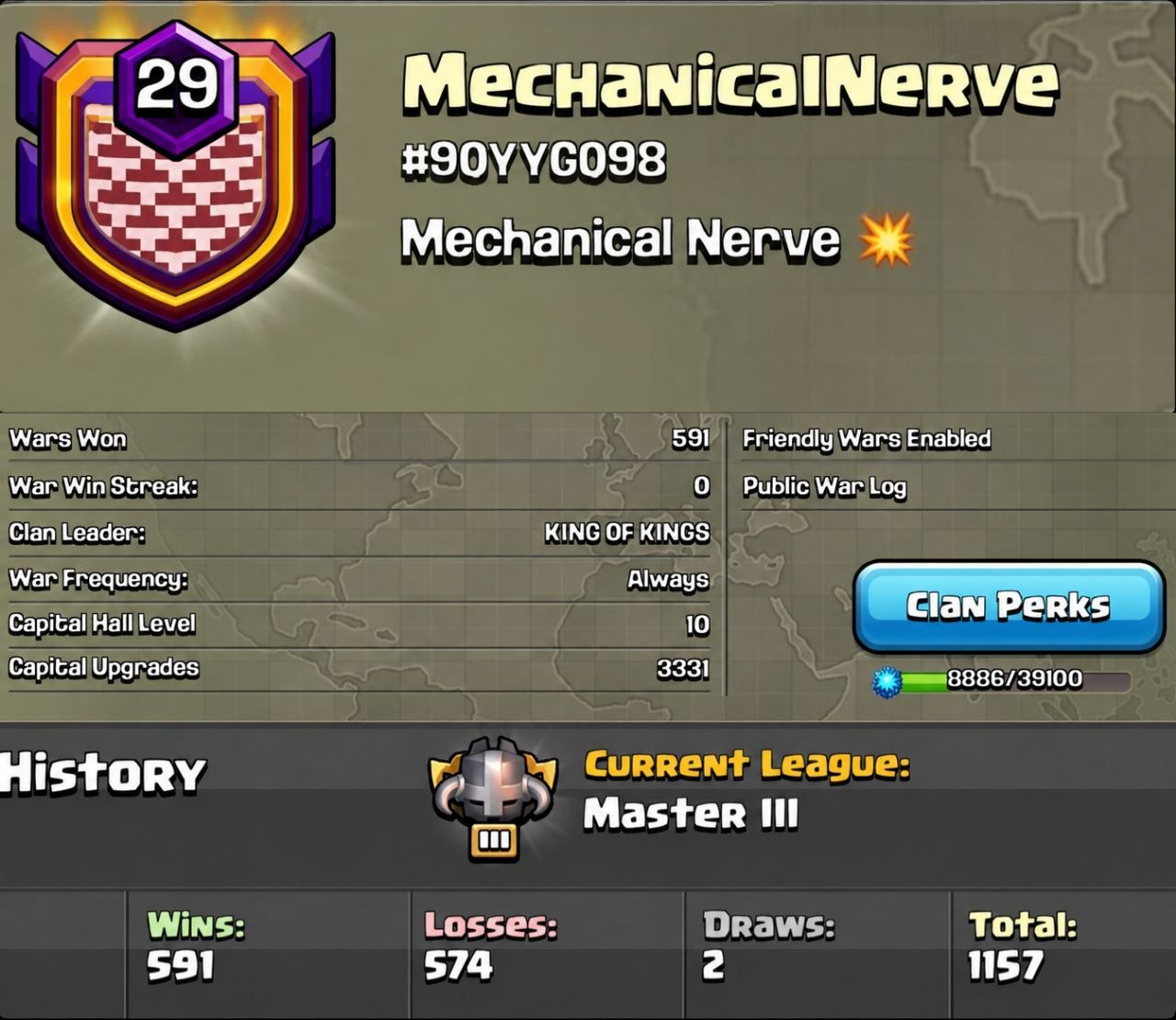 Cheap English name Clan | Mechanical Nerve 🔥| Epic League with Decent War log 🔥| Good for start new journey 🔥