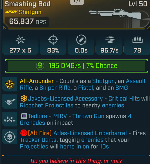 65K DPS Shotgun💥Game-breaking💥Smashing Bod Ps5/Xbox/Pc INSTANT DELIVERY