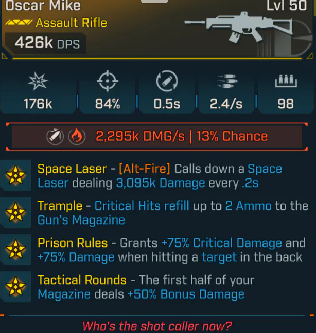 426K DPS Oscar Mike💥Game-breaking💥Assault Rifle Ps5/Xbox/Pc INSTANT DELIVERY