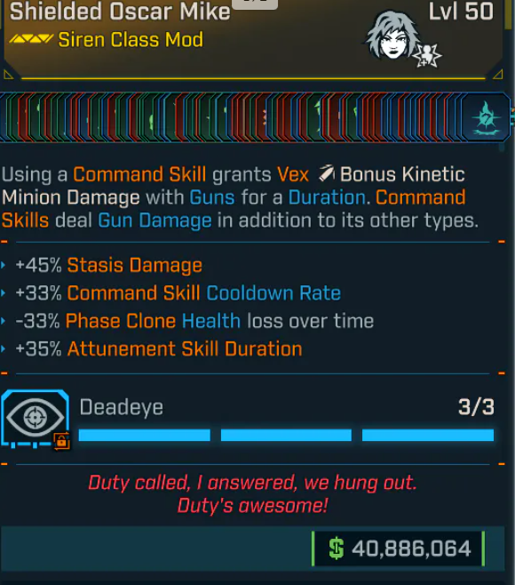 Siren Class Mod x2💥Game-breaking💥Impossible Item Shielded Oscar Mike Ps5/Xbox/Pc INSTANT DELIVERY