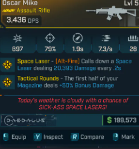 ⚡ Modded Oscar Mike Space Laser 🔫 Legendary Weapon | PC / XBOX / PS5 🚀 Instant Delivery