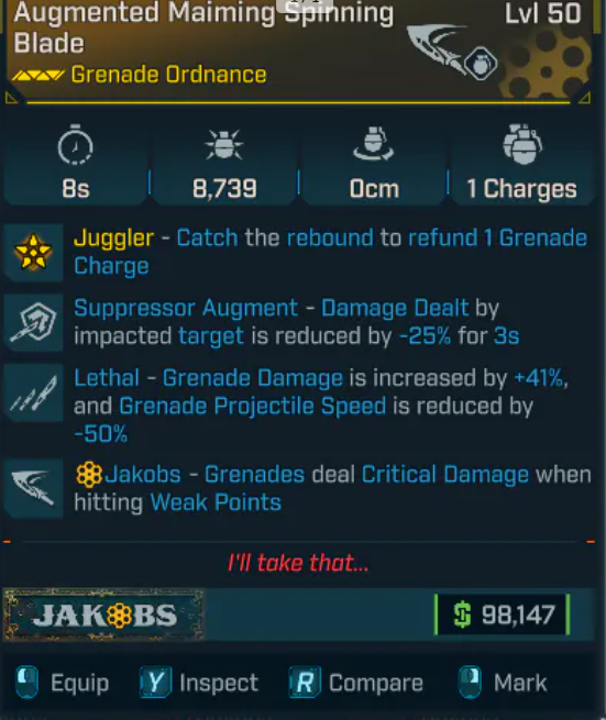 ⚡ Modded Augmented Mainming Spinning Knife 🔪 Legendary | PC / XBOX / PS5 🚀 Instant Delivery