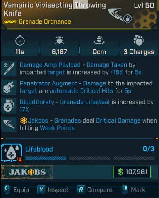 ⚡ Modded Vampiric Vivisecting Throwing Knife 🔪 Legendary | PC / XBOX / PS5 🚀 Instant Delivery