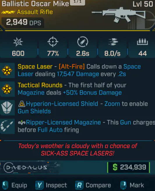 🌌 Ballistic Oscar Mike ⚡ Legendary Assault Rifle | Space Laser Beam 💥 PC/XBOX/PS5 | Drop 🚀 (Weapons)