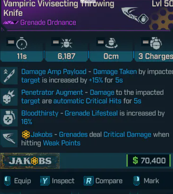 ⚔️ Penetrator Augment Knife | 🔥 Instant Delivery 🚀 | PC /CONSOLE (Weapons • Mods • Legendary • )