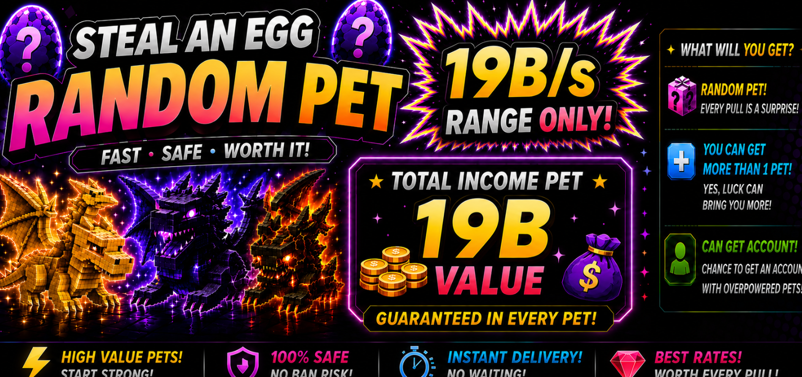 Random Pet 19b/s Income++ - Steal An Egg