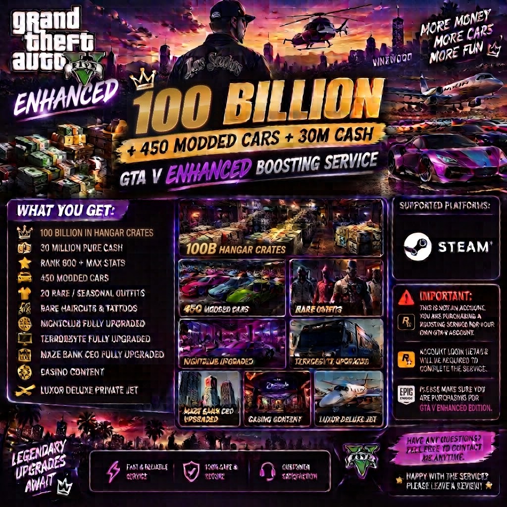 💸 100 BILLION + 450 MODDED CARS + 30M CASH | GTA V PC BOOSTING SERVICE 🚗🔥