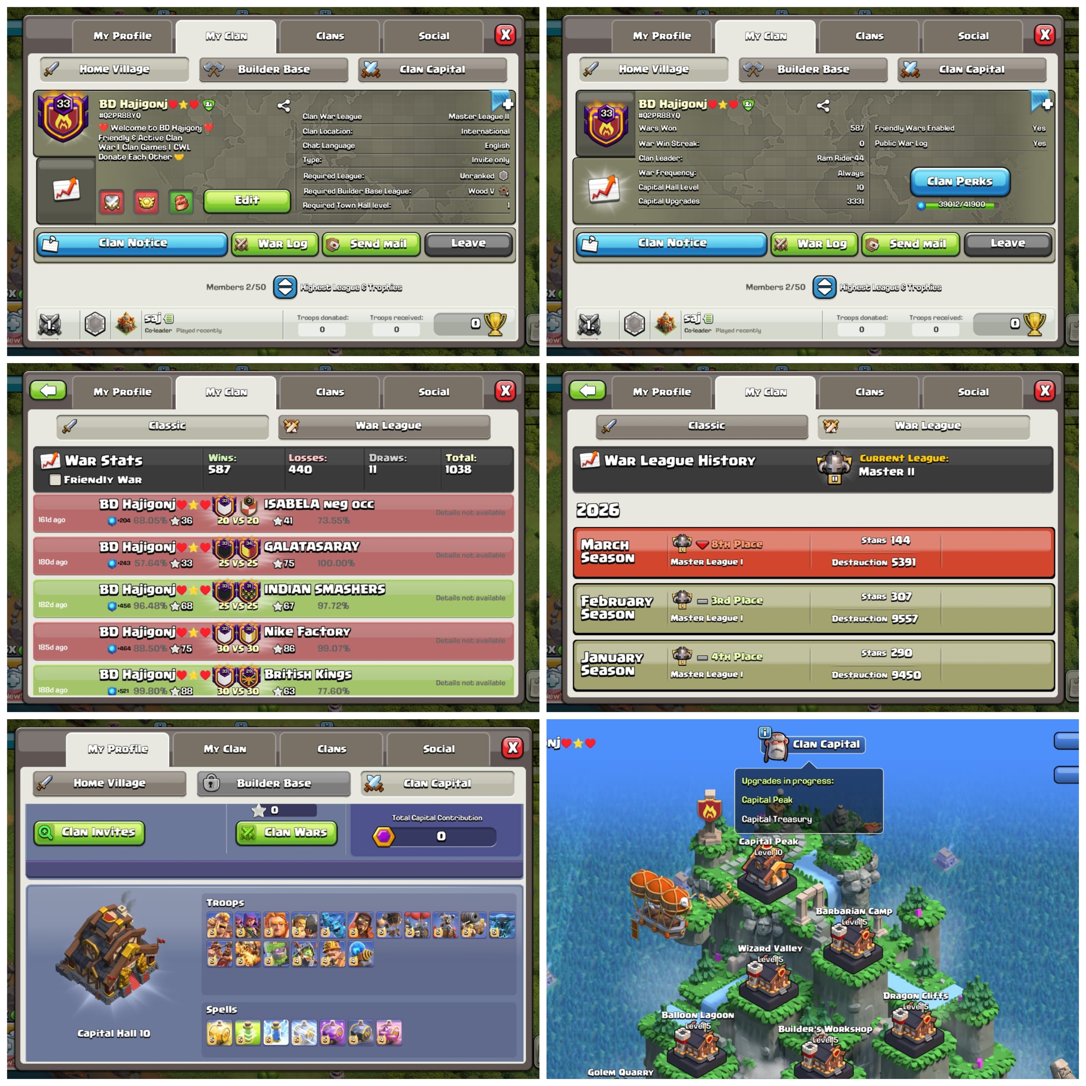 CU-3331 ➤ CLAN LEVEL 33 ➤ MASTER LEAGUE 2 ➤NAME: Bd Hajigonj ➤ RARE ENGLISH NAME ➤ CLAN CAPITAL 10 || WIN- 587 | LOSS- 440 ➤LOW PRICE
