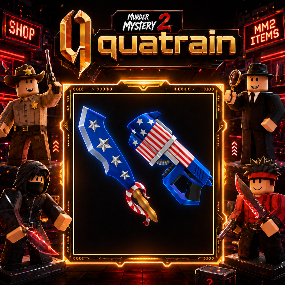 🔪🩸 Old Glory Knife + Amerilaser Gun 🩸🔪 Old Glory Set | Murder Mystery 2 👥