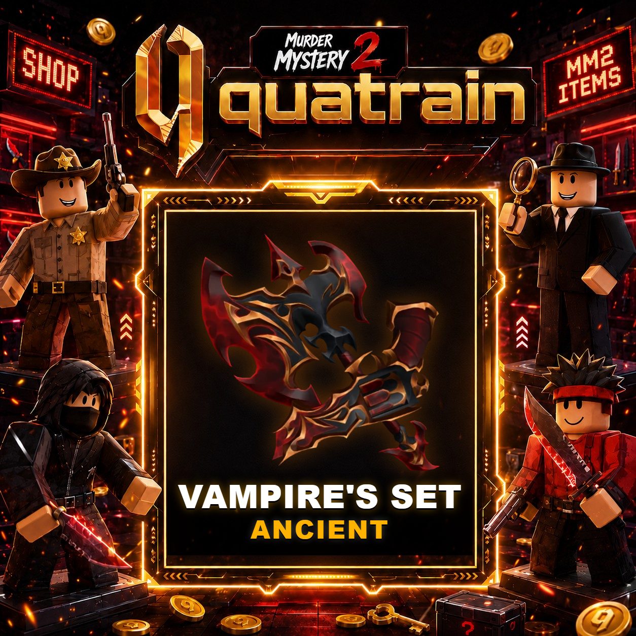 🔪🩸 Vampire Axe + Vampire Gun 🩸🔪 Vampire's Set | Murder Mystery 2 👥