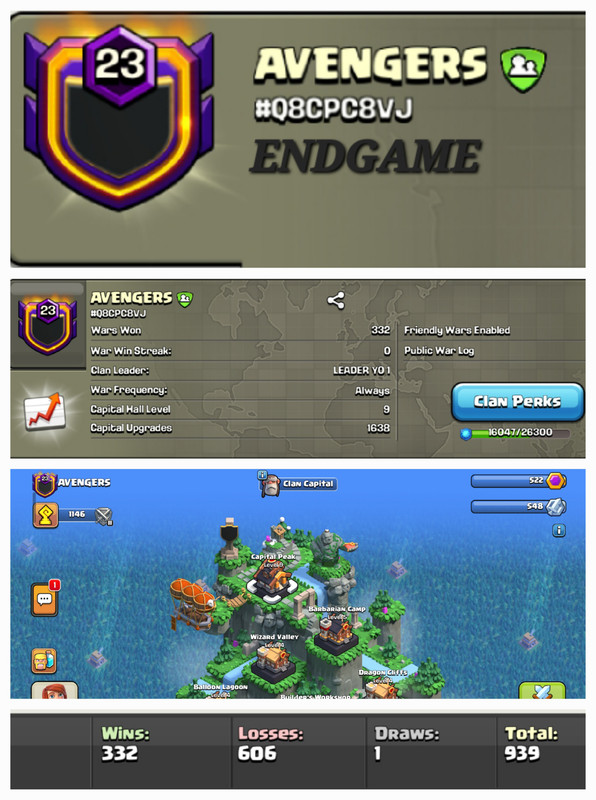 AVENGERS !! LEVEL 23.7 !! CAPITAL PEAK 9 !! WIN 332 LOSS 606 !! MOST DEMANDING NAME !! PERFECT NAME !! CHEAP !! FAST DELIVERY