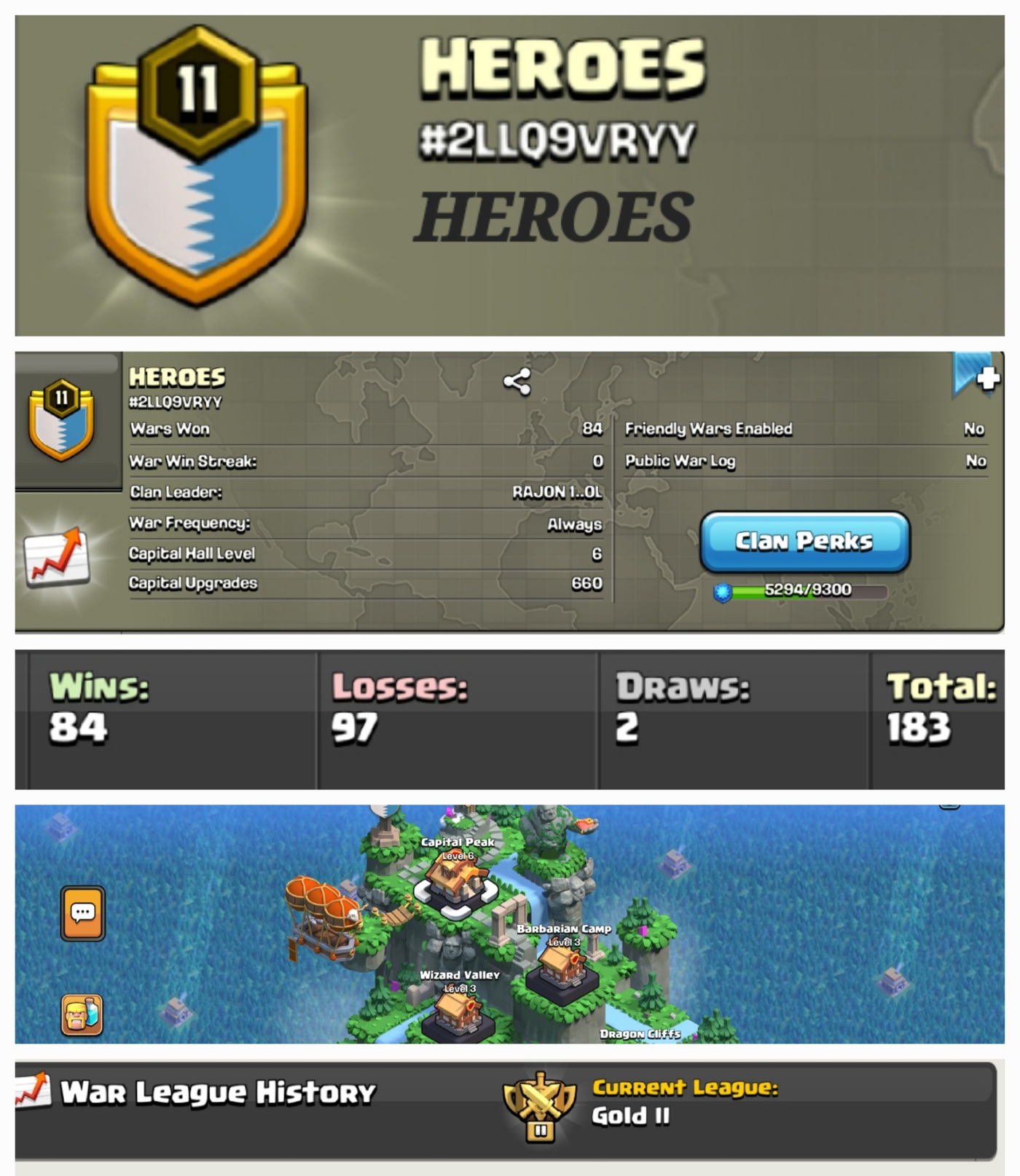 HEROES !! LEVEL 10 !! WIN 84 LOSS 97 !! CAPITAL PEAK 6 !! GOLD 2 !! PERFECT NAME !! AFFORDABLE !! FAST DELIVERY