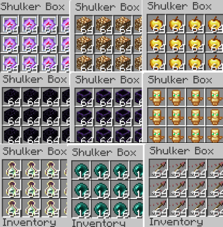 9 x full shulker stash filler combat items