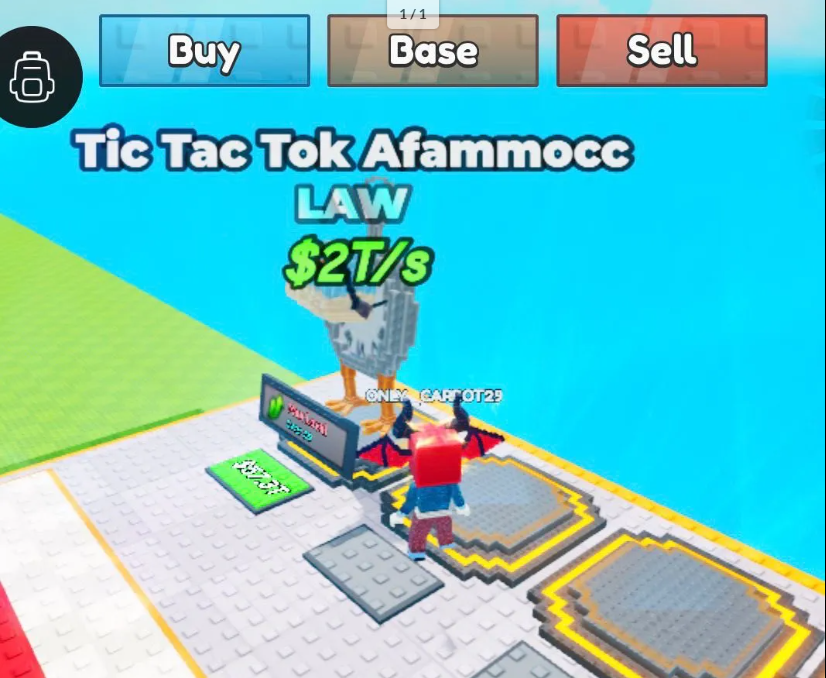 SUPER RARE BRAINROT TIC TAC TOK AFAMMOCC (LAW) MAX LEVEL