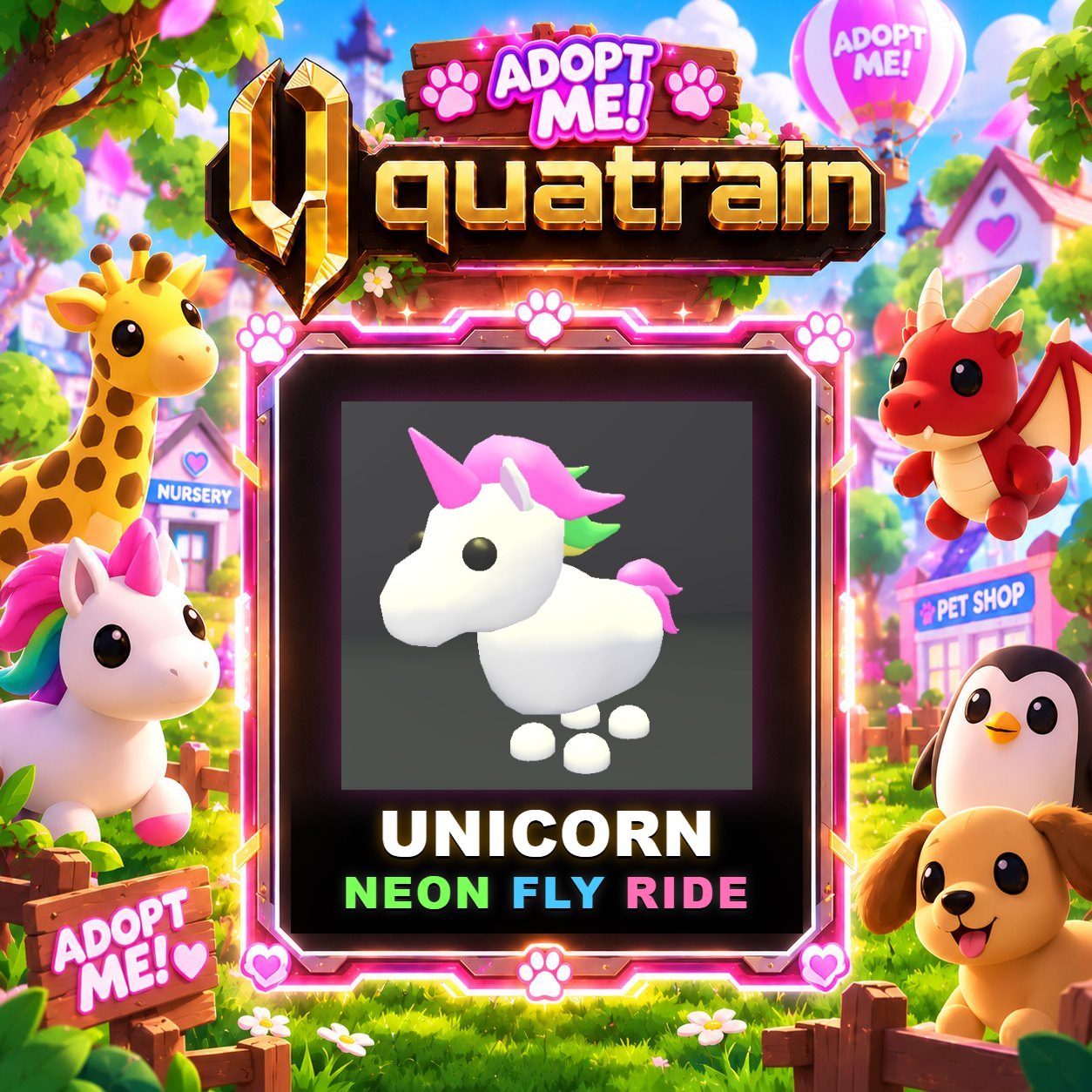 [Legendary] 🟣 🦄 NFR Unicorn 🦄 🟣 Super Speedy | Adopt Me 🐕