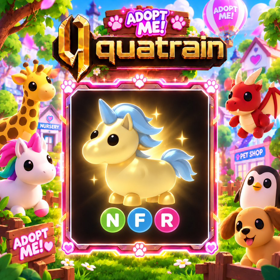 [Legendary]  ✨ 🦄 NFR Golden Unicorn 🦄 ✨ Super Speedy | Adopt Me 🐕