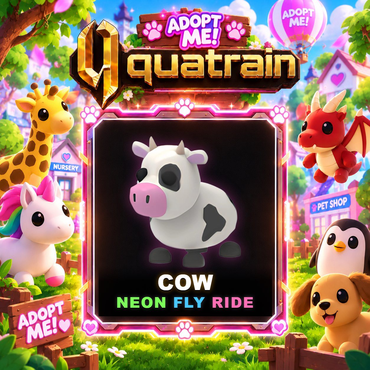 [Rare]  🐄 🐮 NFR Cow 🐮 🐄 Super Speedy | Adopt Me 🐕