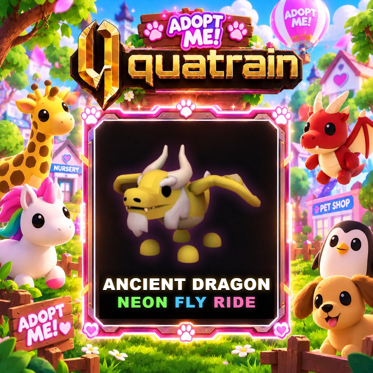 [Legendary] 🐉🛕 NFR Ancient Dragon 🦉🐉 Super Speedy | Adopt Me 🐕