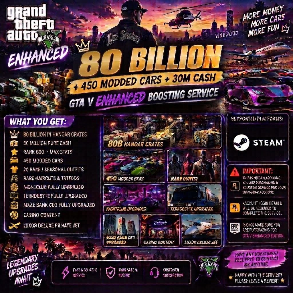 ๐ธ 80 BILLION + 450 MODDED CARS + 30M PURE CASH | GTA V SERVICE ๐๐ฅ