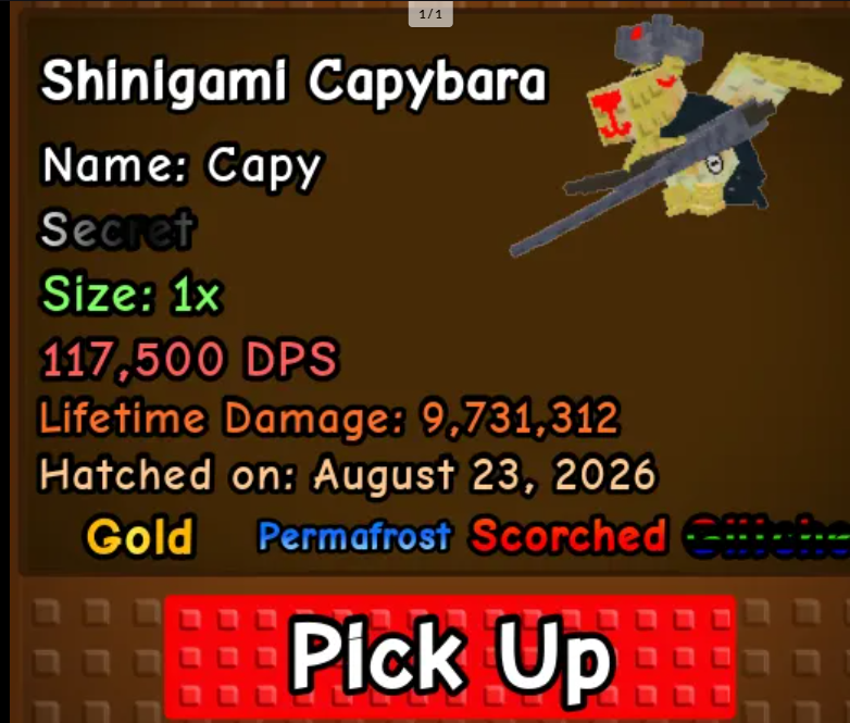 Random Shinigami Capybara 100K DPS - Capybaras vs Plant #yudi