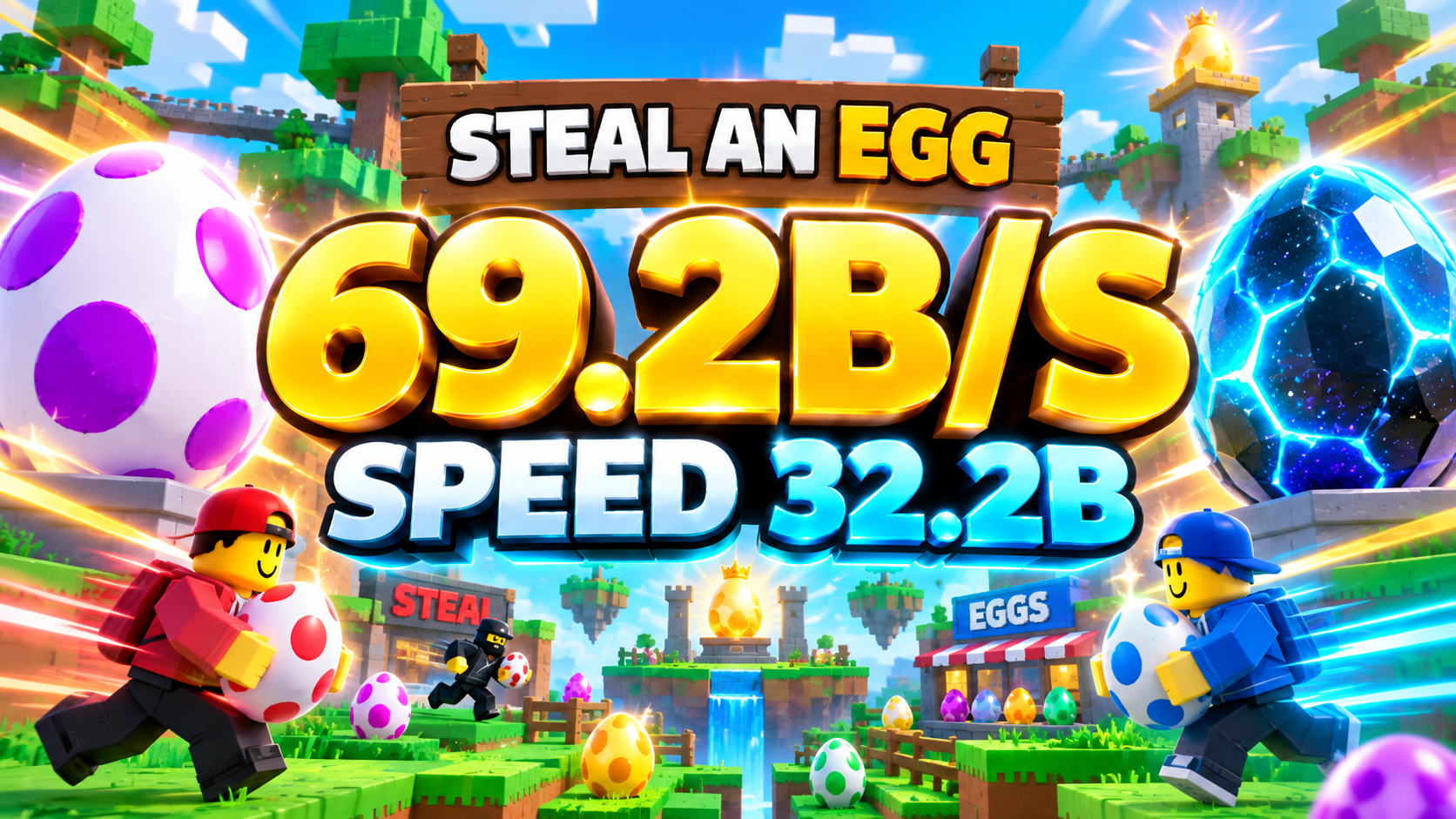 🥚 Steal an Egg | 💰 69.2B/s Income + ⚡ 32.2B Speed Fresh Account