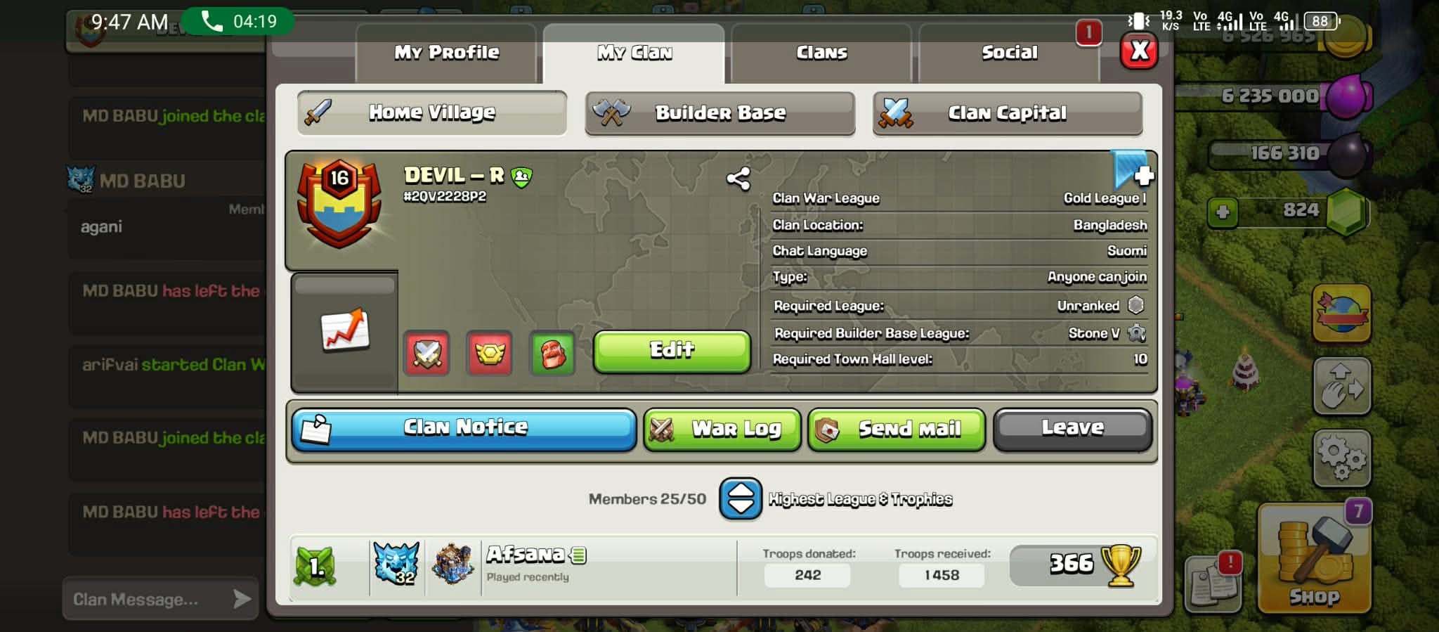 Clan name--DEVIL-R || Clan level--16 || CP 10 max