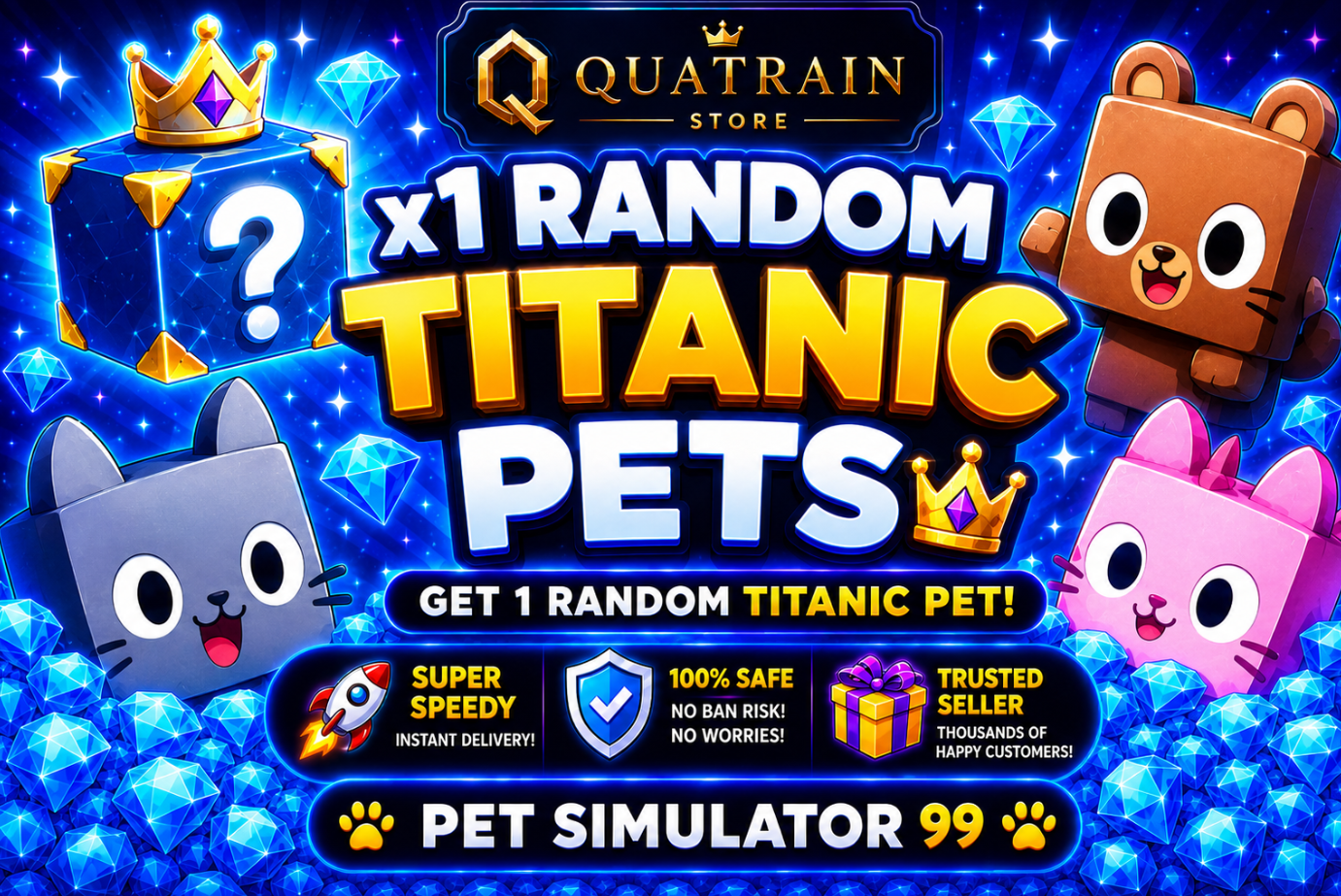 🐻 x1 Random Titanic Pets 👑 Super Speedy | Pet Simulator 99 🐱