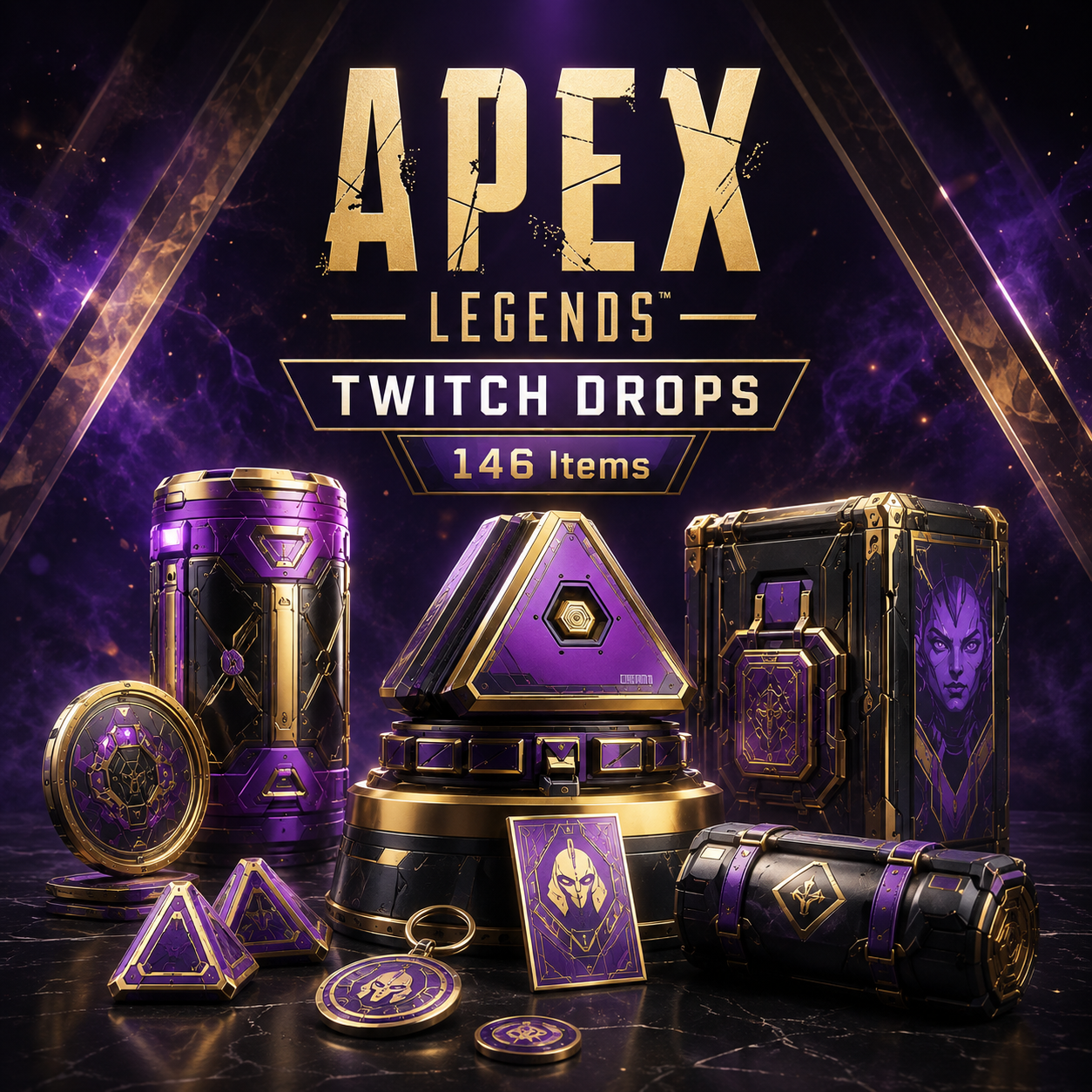 146 Items | Character Skins + Weapon Skins + Badge + Packs | Apex Legends Twitch Drops
