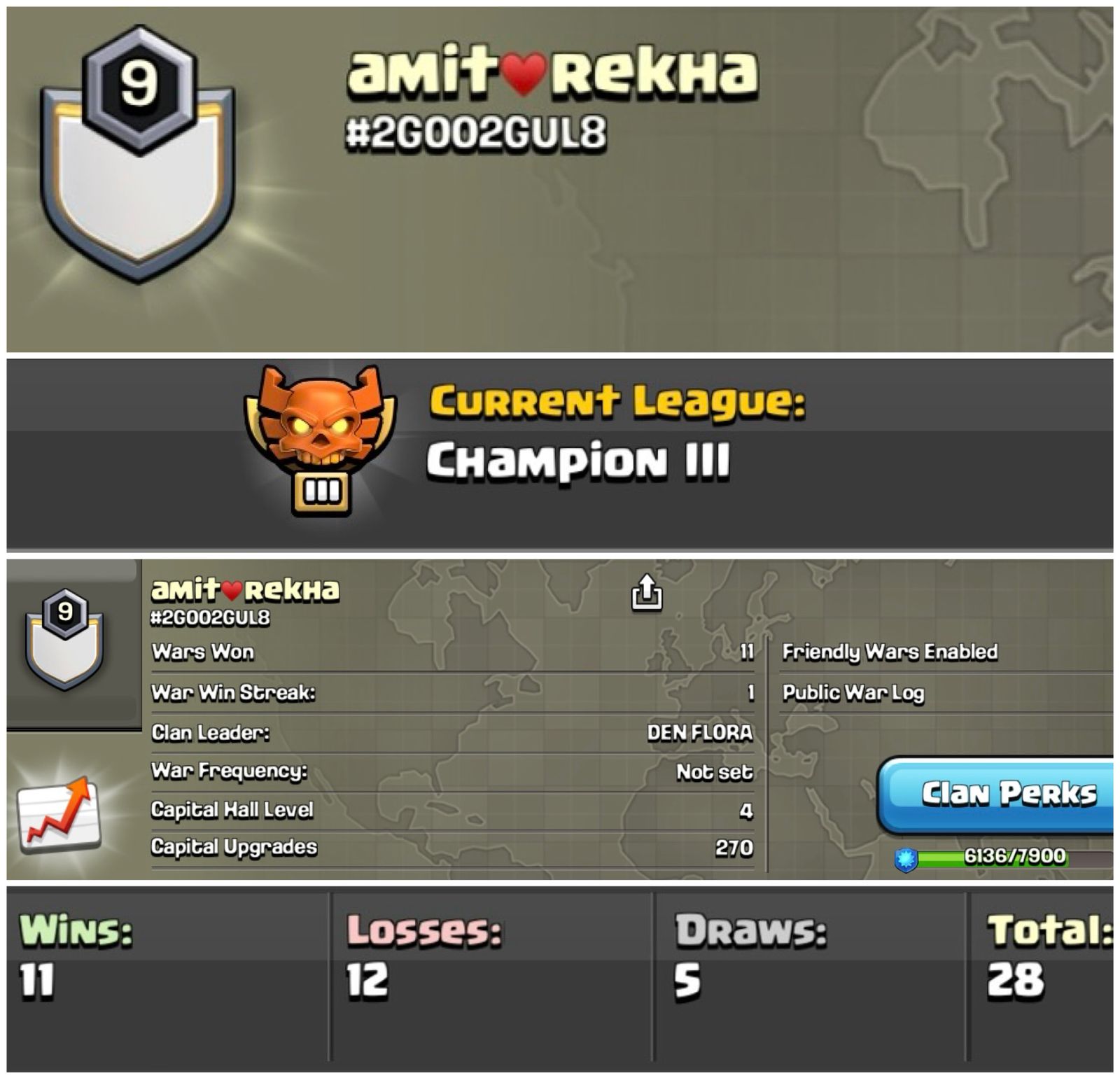 Level 9 clan || champion 3 || cc4 || name - amit rekha
