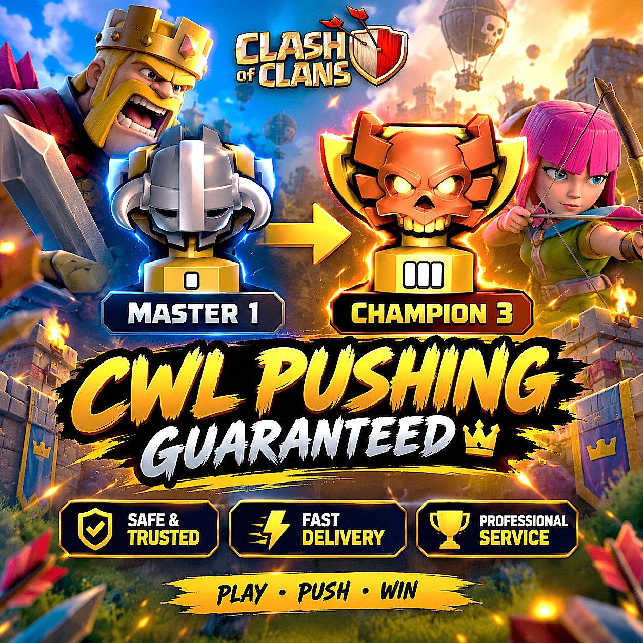 🔥 MASTER 1 TO CHAMPION 3 ❣️ CWL PUSHING GUARANTEED 🏆 FAST DELIVERY 🚚