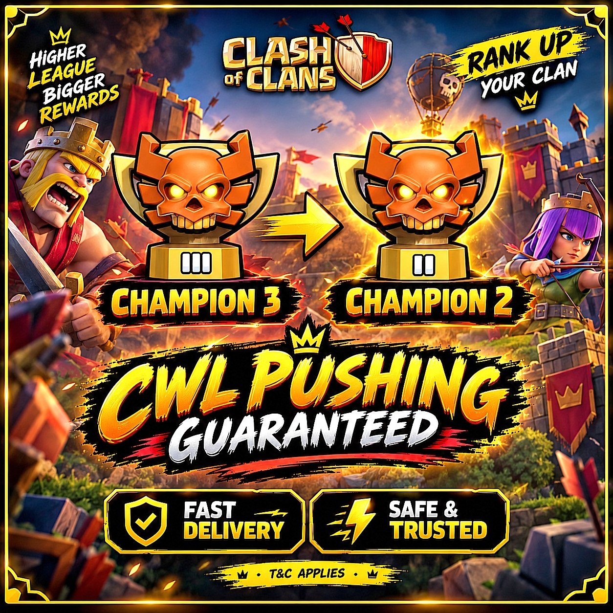 💥 CHAMPION 3 TO CHAMPION 2 💞 CWL PUSHING GUARANTEED 🏆 FAST DELIVERY 🚚