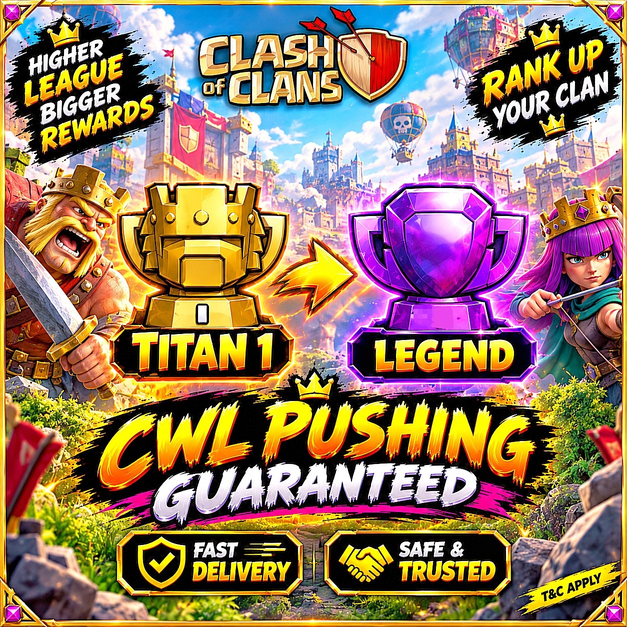 💥 TITAN 1 TO LEGEND 🔥 CWL PUSHING GUARANTEED 🏆 FAST DELIVERY 🚚