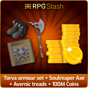 Torva armour set + Soulreaper Axe + Avernic treads + 100M Coins [💯1500+ High TLv Acc Trade⚖️] [OSRS] 🏆121K+Feedback Seller✔️