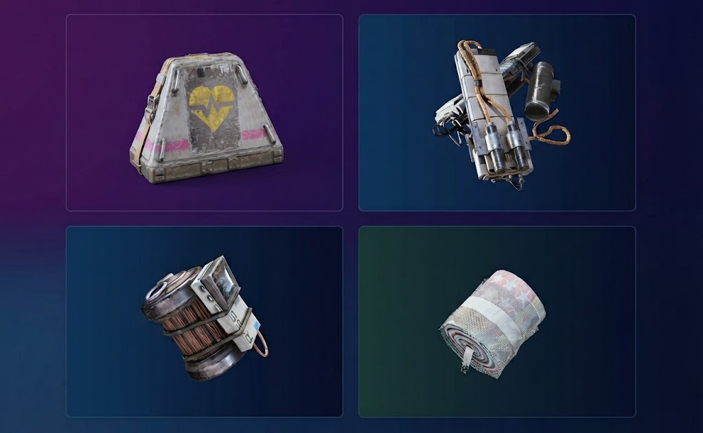 10x Mk. 3 (Survivor) | 10x Medium Shield | 50x Herbal Bandage | 50x Trigger Nade |