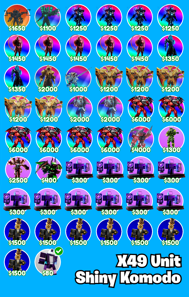 2B+ Value Units Pack with Shiny Komodo Toilet Tower Defense ✅ ROBLOX - TTD 🚀 Cheap - Fast Delivery
