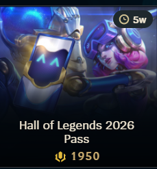⚡️ Hall of Legends 2026 Pass 1950 RP Pass Bundle ⚡️ legal RP ~ Gifting Service | ME | 🔰