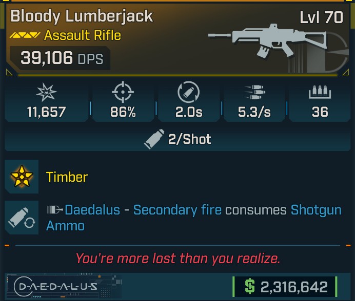 ⭐[GOD ROLL] L70 BLOODY LUMBERJACK - SEE IMAGE FOR STATS⭐
