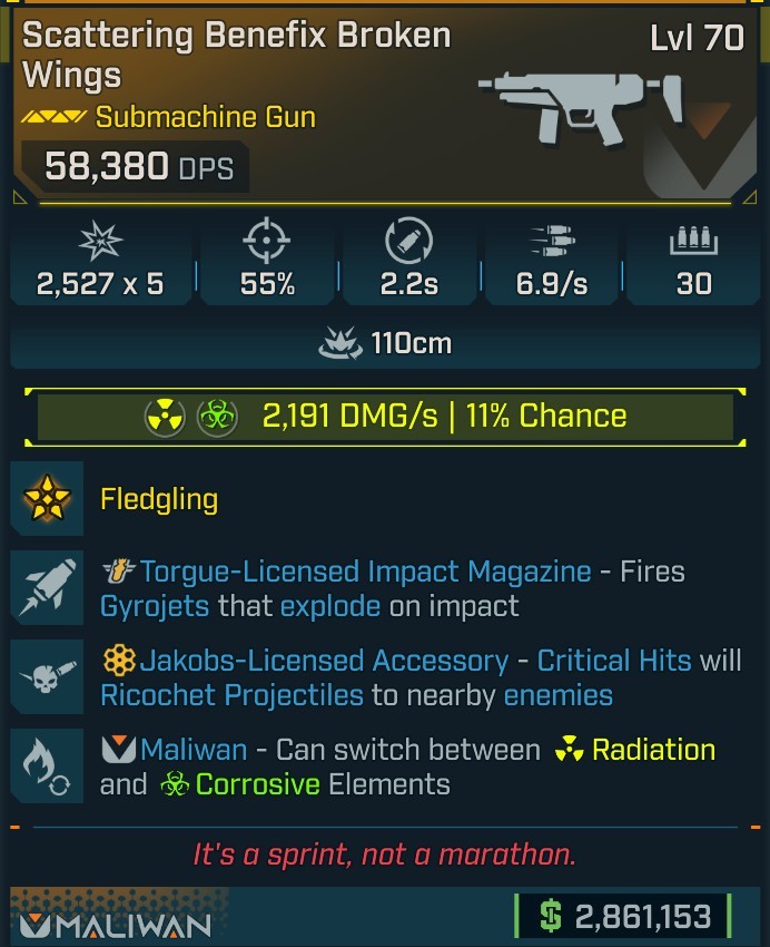 ⭐[GOD ROLL] L70 BROKEN WINGS (RADIATION/CORROSIVE) - SEE IMAGE FOR STATS⭐