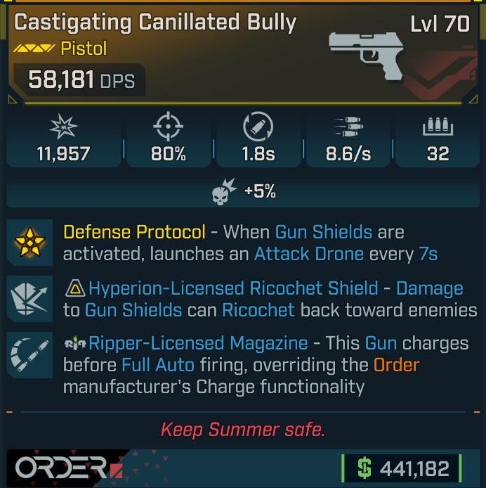 ⭐[GOD ROLL] L70 BULLY - SEE IMAGE FOR STATS⭐