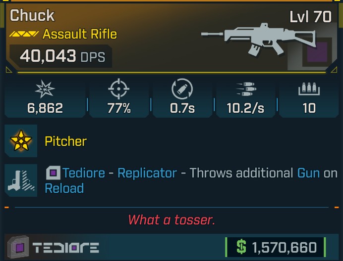 ⭐[GOD ROLL] L70 CHUCK - SEE IMAGE FOR STATS⭐